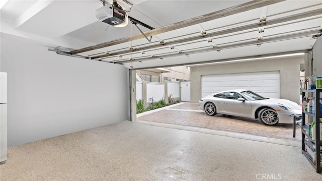 garage with a garage door opener