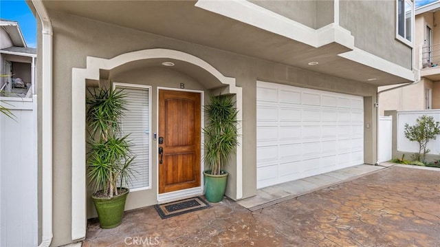 entrance to property with a garage