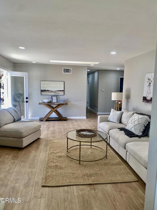 living room with light wood-type flooring