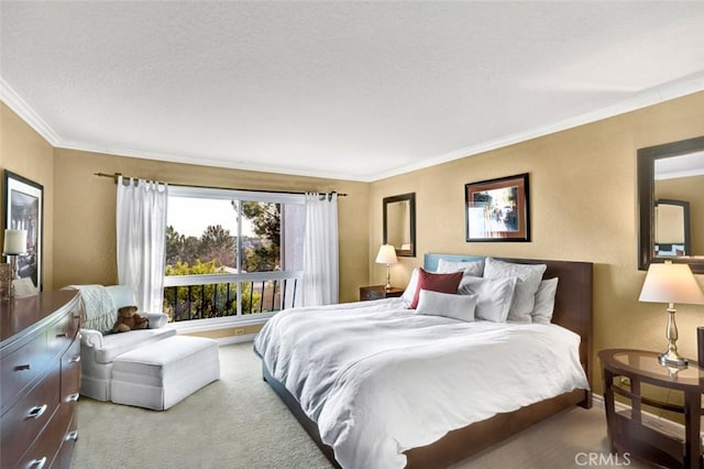27704 Campanet Unit 31, Mission Viejo, CA 92692 - carpeted bedroom with ornamental molding, a textured ceiling, and baseboards