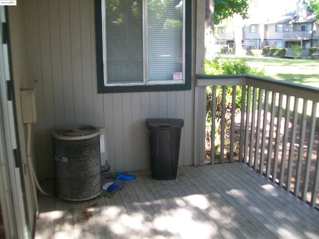 wooden terrace with cooling unit