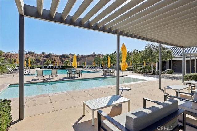 view of pool featuring a patio