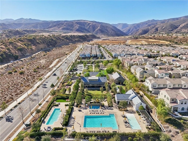 aerial view with a mountain view