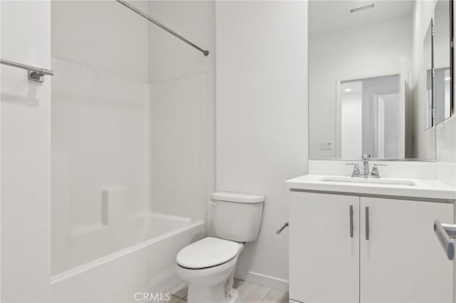 full bathroom featuring vanity, tile patterned floors, shower / bathtub combination, and toilet