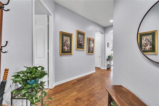 corridor featuring hardwood / wood-style flooring