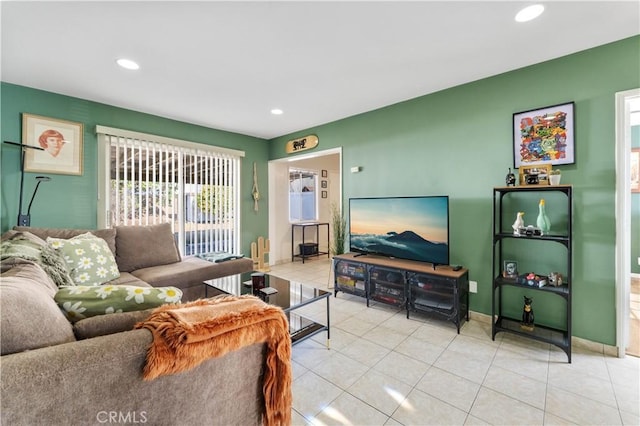 view of tiled living room