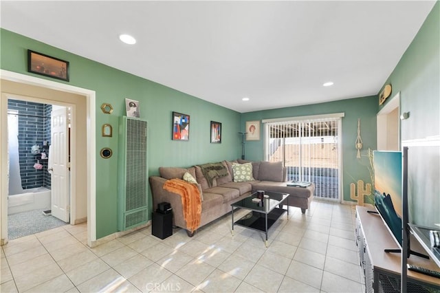 view of tiled living room