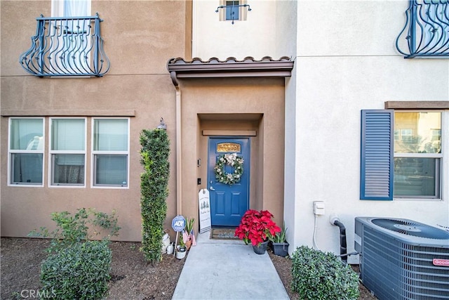 property entrance with central air condition unit