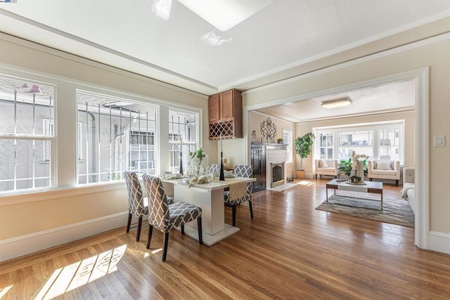 interior space featuring ornamental molding and hardwood / wood-style floors