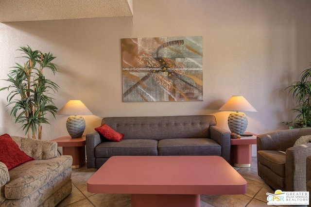 view of tiled living room