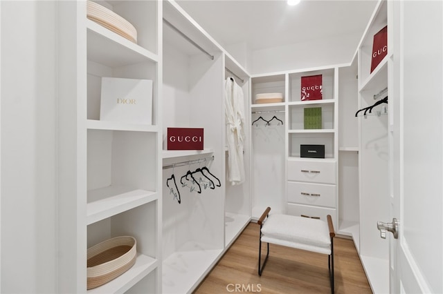 spacious closet featuring hardwood / wood-style flooring