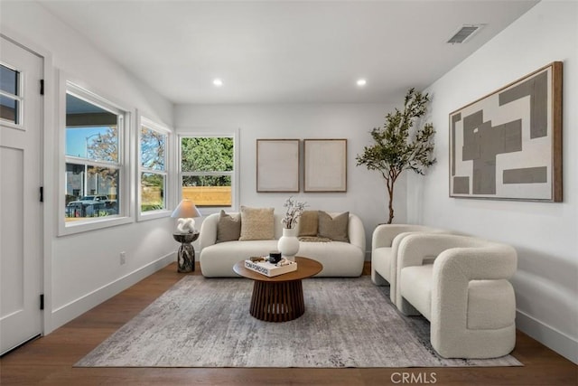 living room with hardwood / wood-style floors