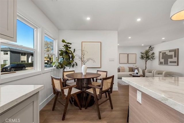 dining room with light hardwood / wood-style flooring