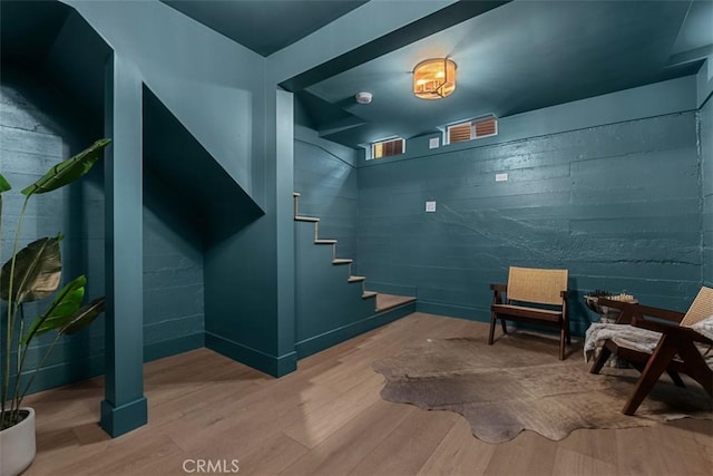 mudroom with hardwood / wood-style floors