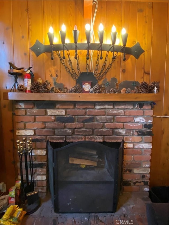 interior details with a fireplace