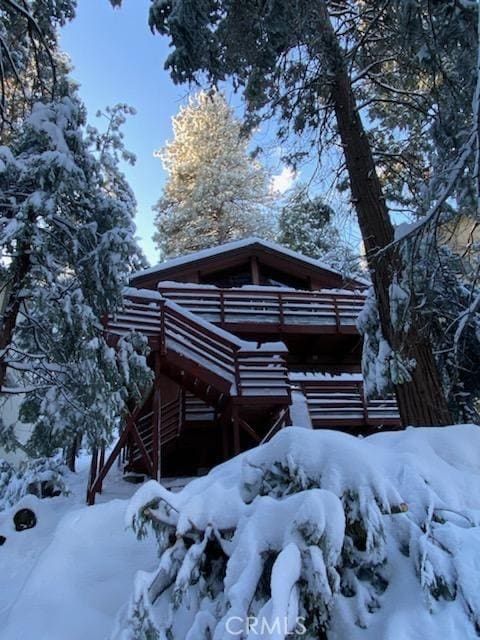 view of snow covered exterior