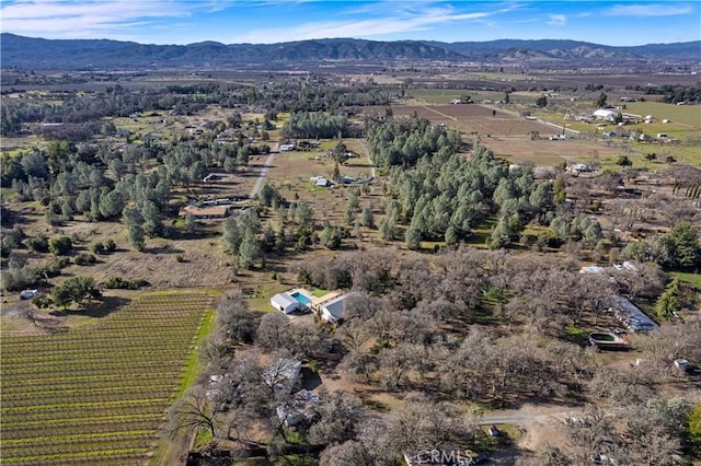 bird's eye view with a rural view and a mountain view