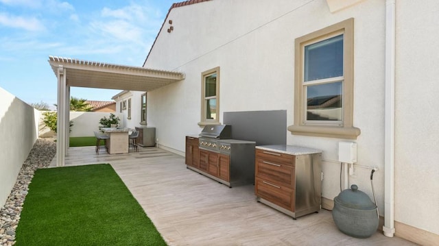 view of patio with grilling area and exterior kitchen