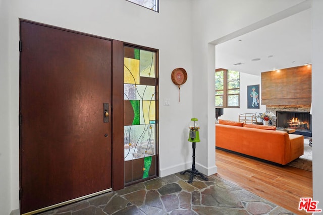 foyer with hardwood / wood-style flooring