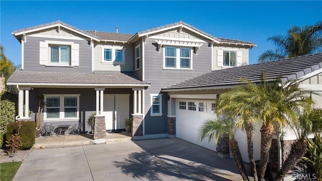 8832 Gentle Wind Dr, Corona, CA 92883 - craftsman-style home featuring a garage and covered porch