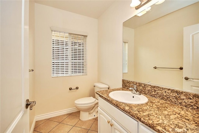 bathroom with tile patterned floors, vanity, and toilet