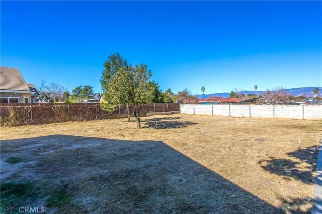 view of yard with a mountain view