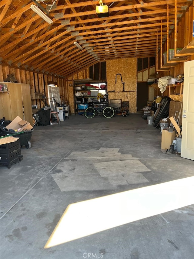 garage with a garage door opener