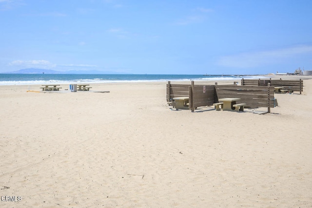 property view of water featuring a view of the beach