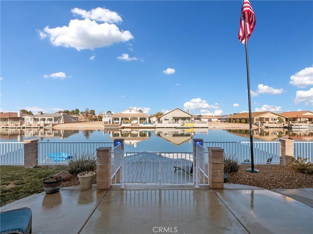 dock area featuring a water view