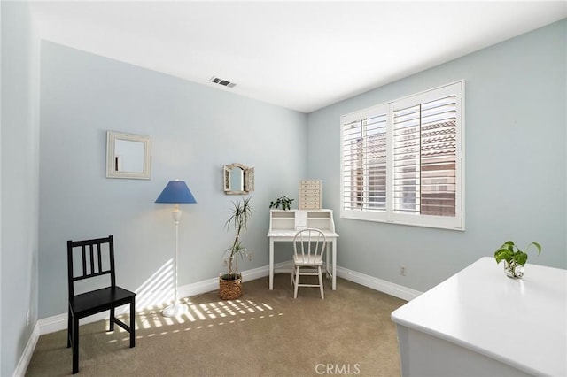 view of carpeted home office