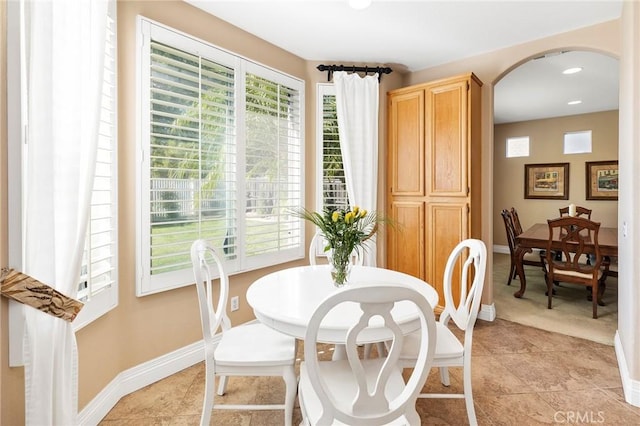 dining room with light tile patterned floors