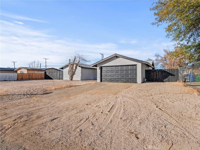 exterior space with a garage