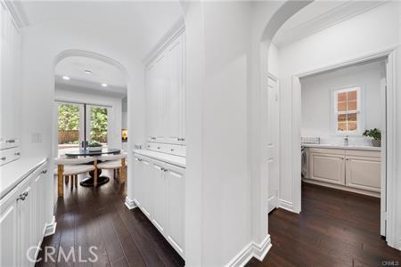 hall featuring dark hardwood / wood-style floors