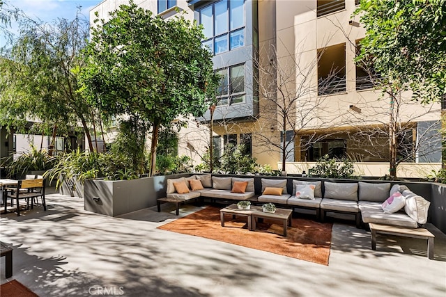 view of patio featuring an outdoor hangout area