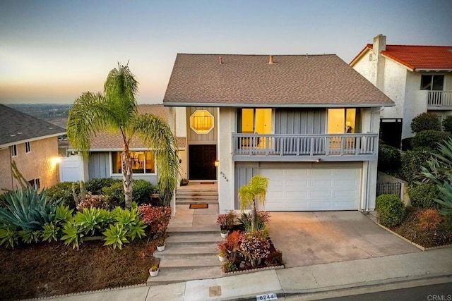 view of front of house with a garage