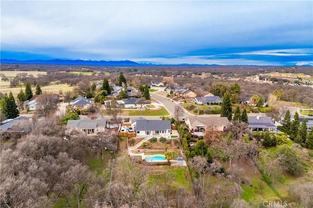 bird's eye view featuring a mountain view