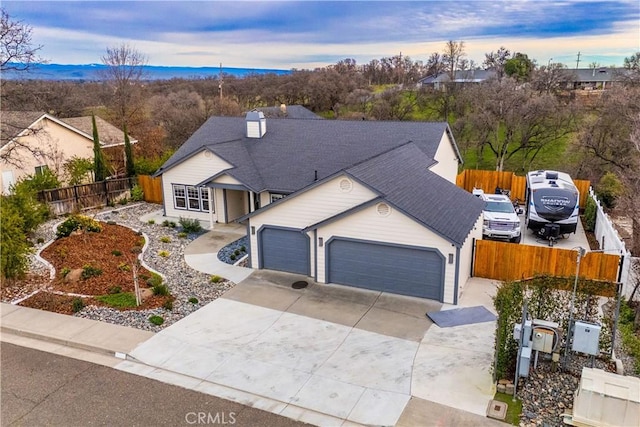 view of front of property with a garage