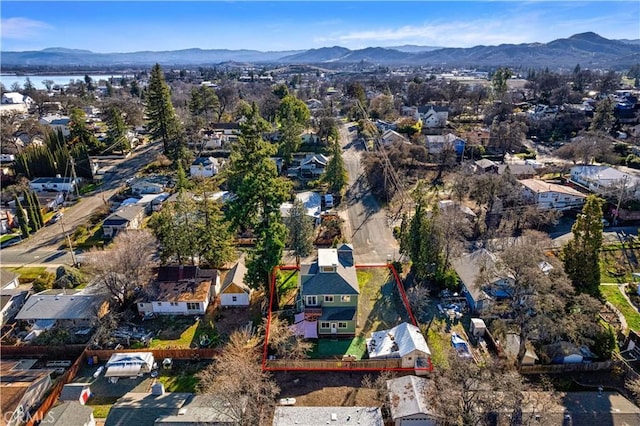 drone / aerial view with a mountain view