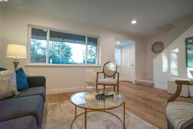 living room featuring light hardwood / wood-style floors