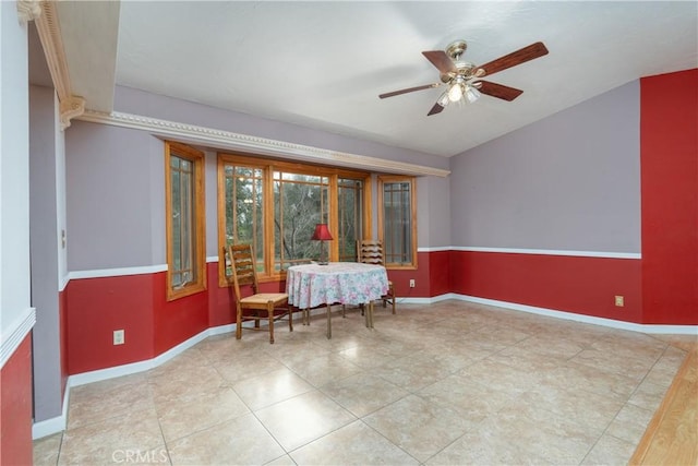 dining area featuring ceiling fan