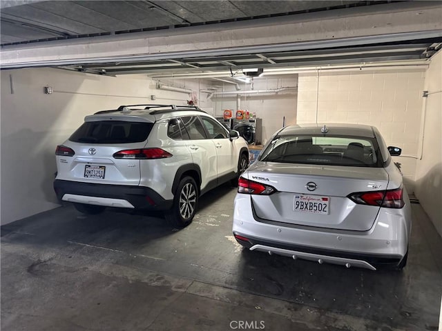 garage with a garage door opener