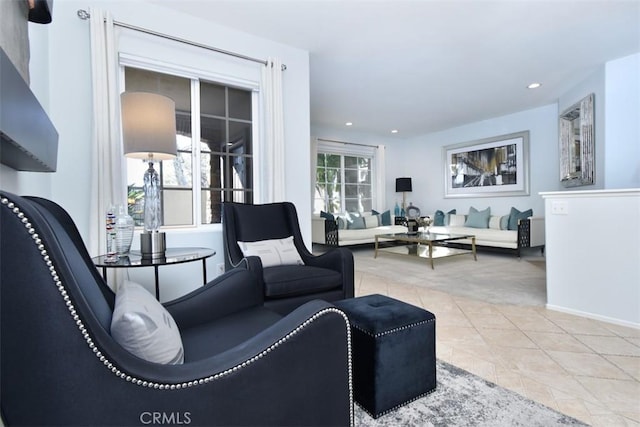 view of tiled living room