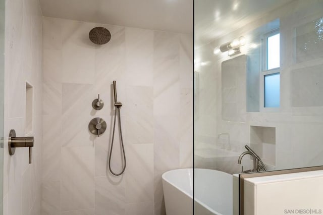 bathroom with independent shower and bath