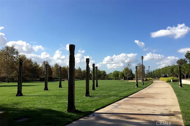 view of property's community featuring a lawn