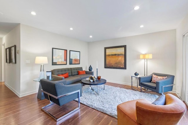 living room with hardwood / wood-style flooring