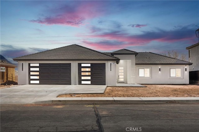 prairie-style house with a garage