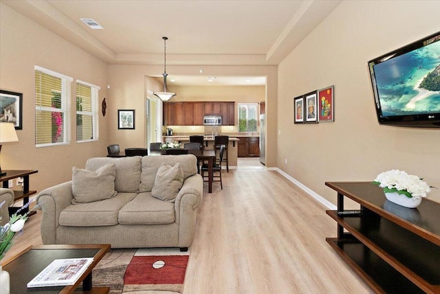 living room featuring light hardwood / wood-style flooring