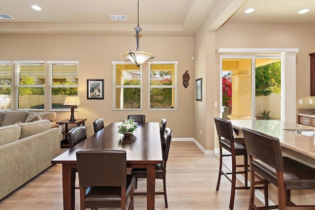 dining space featuring light hardwood / wood-style floors