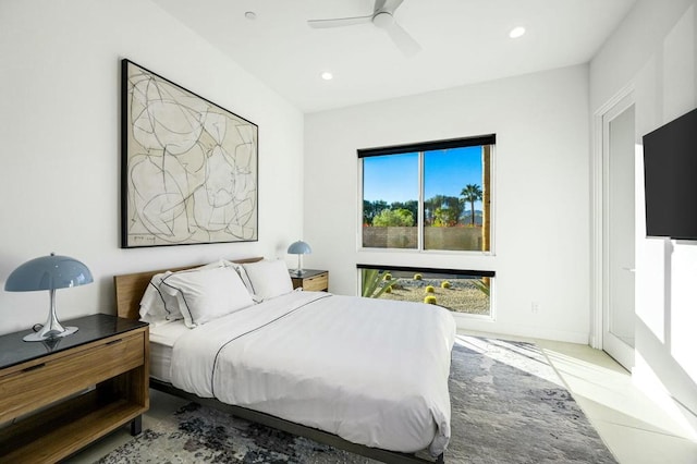 bedroom featuring ceiling fan