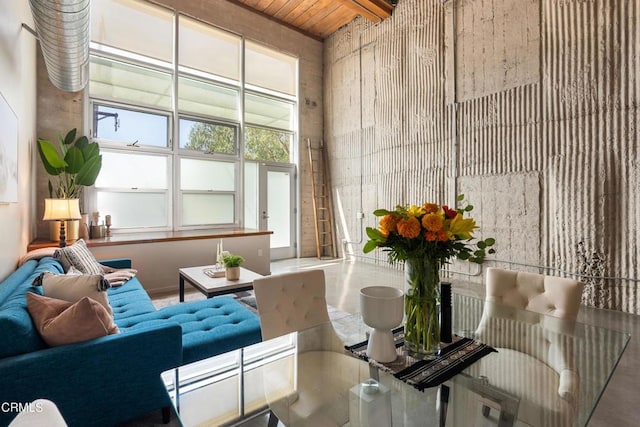 interior space with wooden ceiling